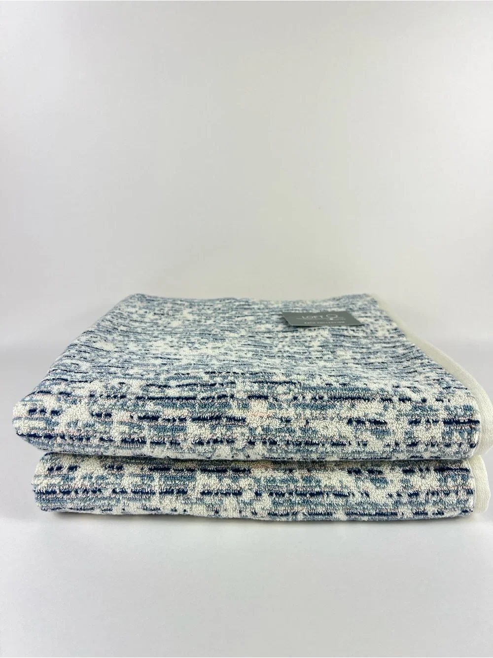 Loft by Loftex Bath Towel Set Blue Cream Blush Pink Soft 100% Cotton 2 Pc NEW